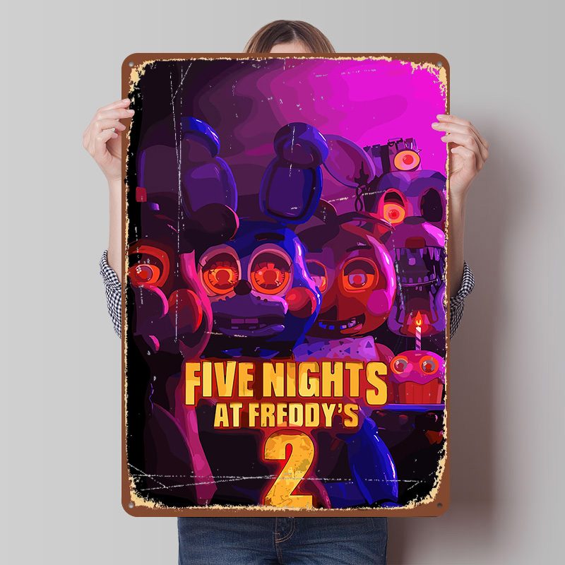 Retro Gaming At Home - Placa Metálica Decorativa Five Nights At