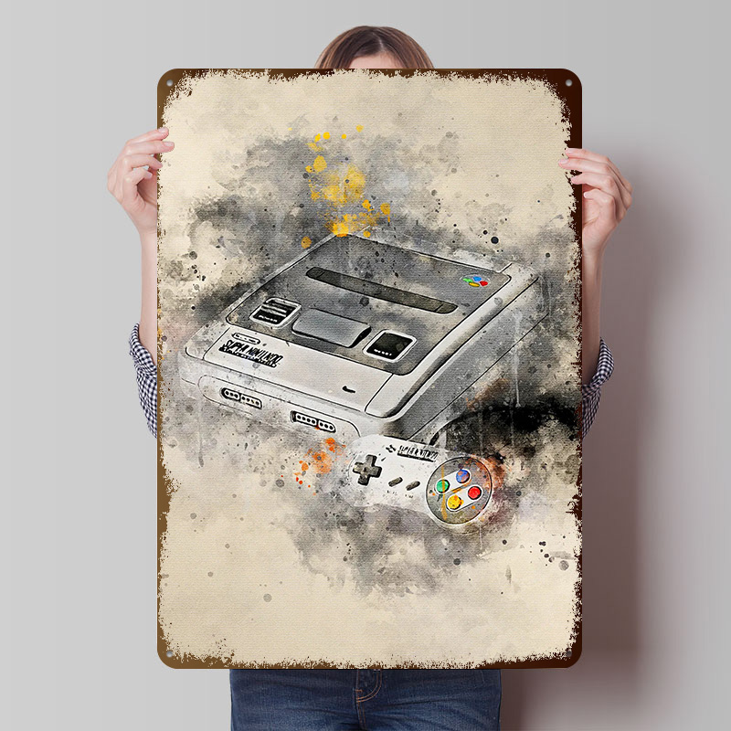 Retro Gaming Bar - Póster Metálico de Videojuegos, Arte de
