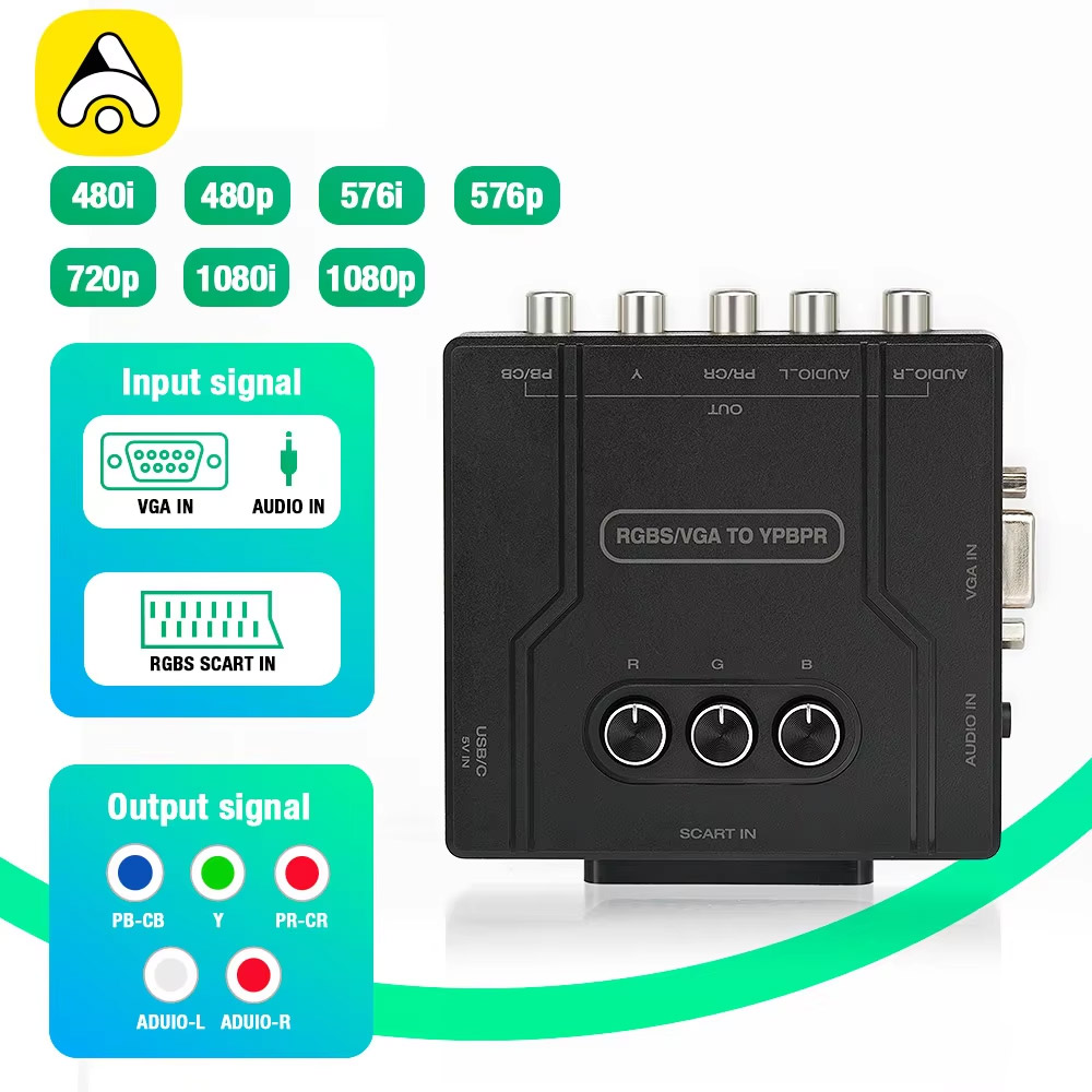 Retro Gaming Box - Convertidor de componentes RGBS VGA a