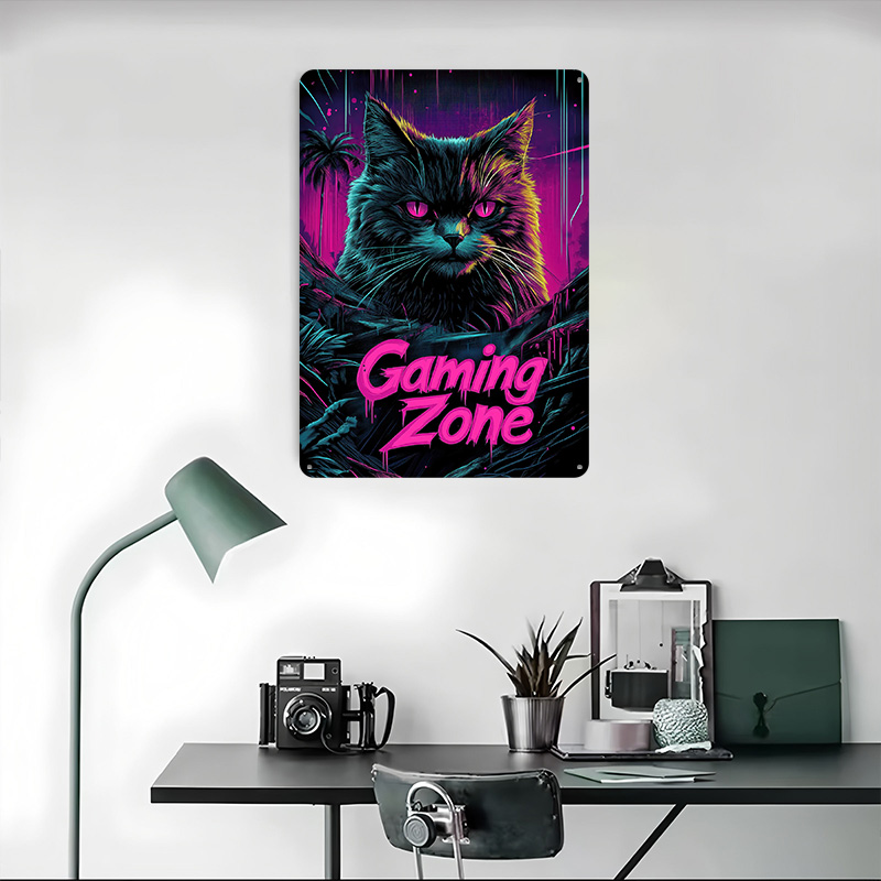 Póster Metálico de Gato Gamer, - Retro Gaming At Home reseña y precio
