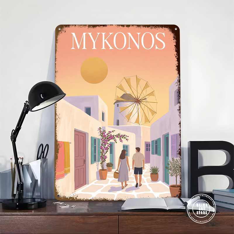 Póster Metálico de Míconos, Gr - Retro Gaming Bar reseña y precio