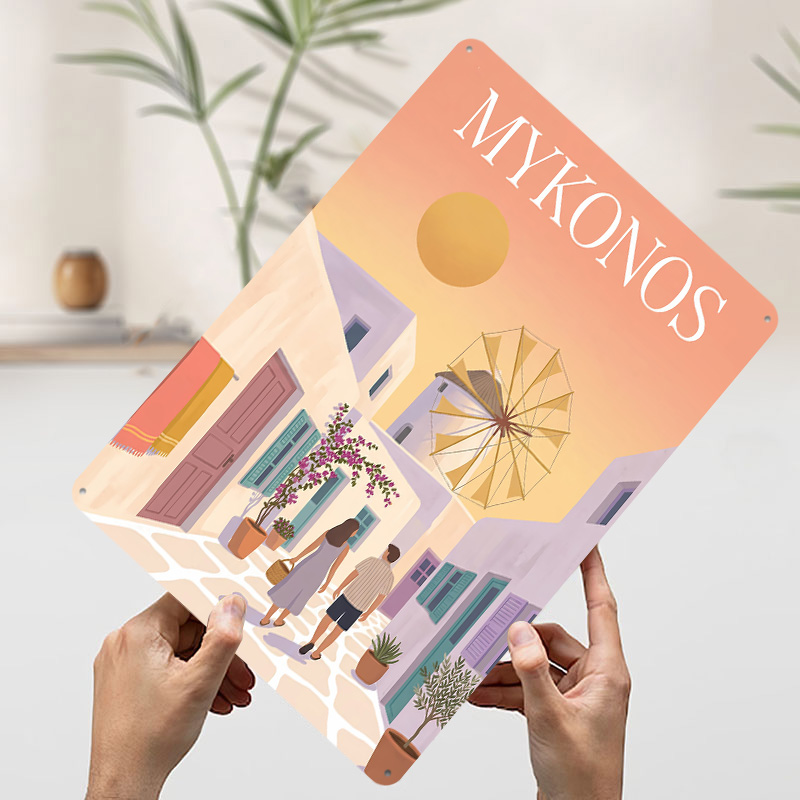 Póster Metálico de Míconos, Gr - Retro Gaming Bar reseña y precio
