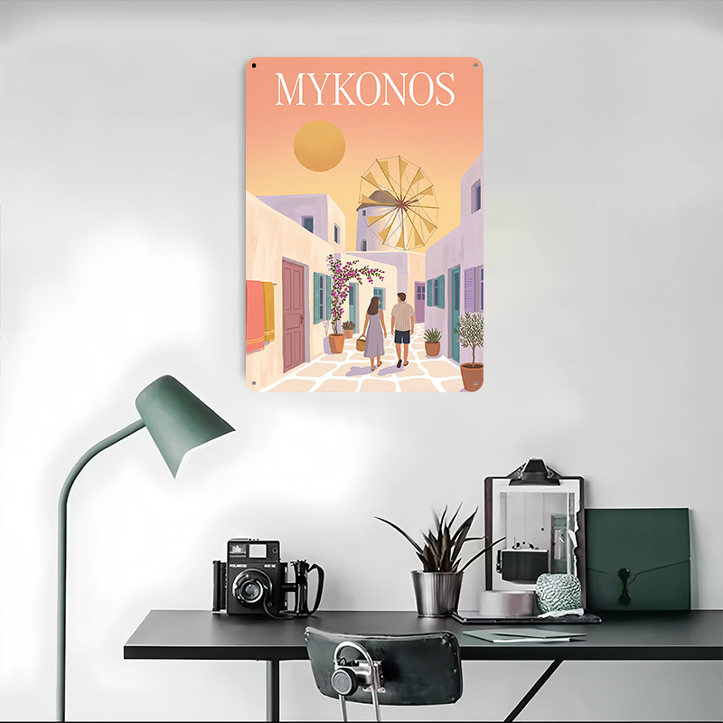 Póster Metálico de Míconos, Gr - Retro Gaming Bar reseña y precio