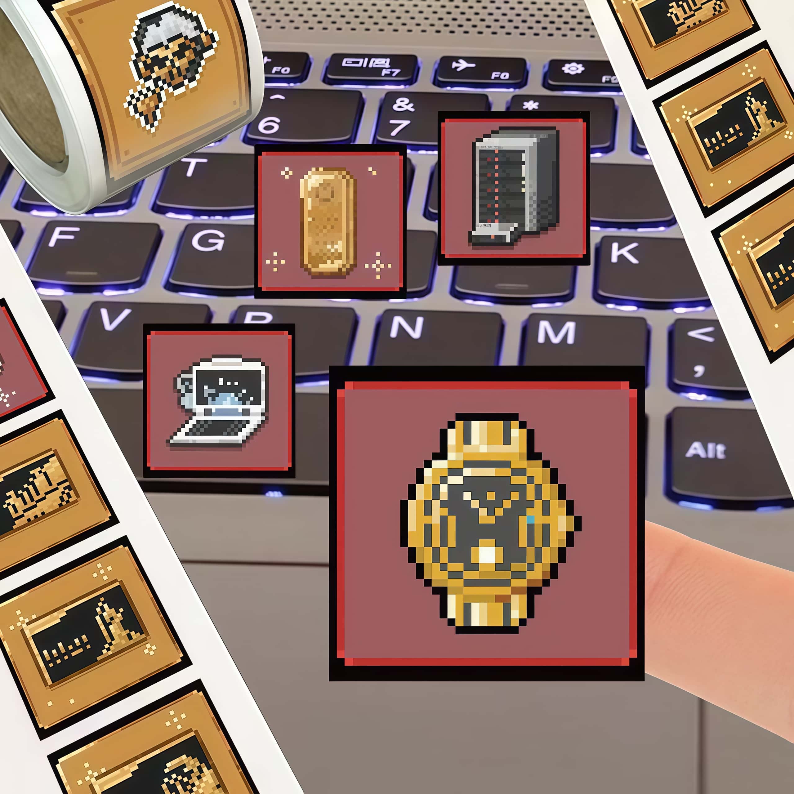Rollo de 500 pegatinas de píxe - Retro Gaming Bar reseña y precio
