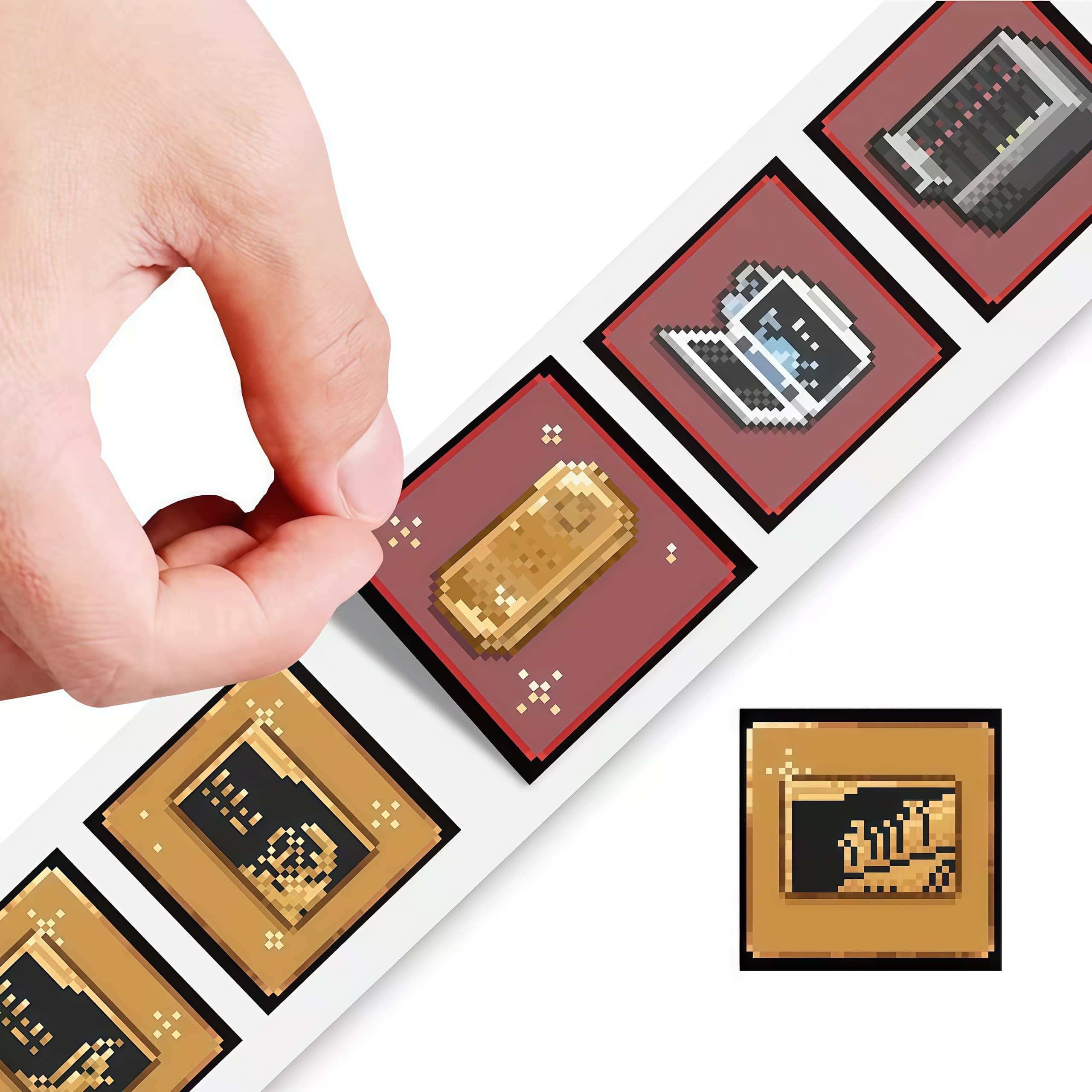 Rollo de 500 pegatinas de píxe - Retro Gaming Bar reseña y precio